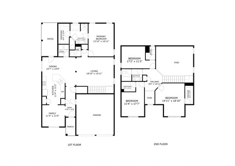 Floor plan for 4 beds, 2.5 baths, 2335 sqft
